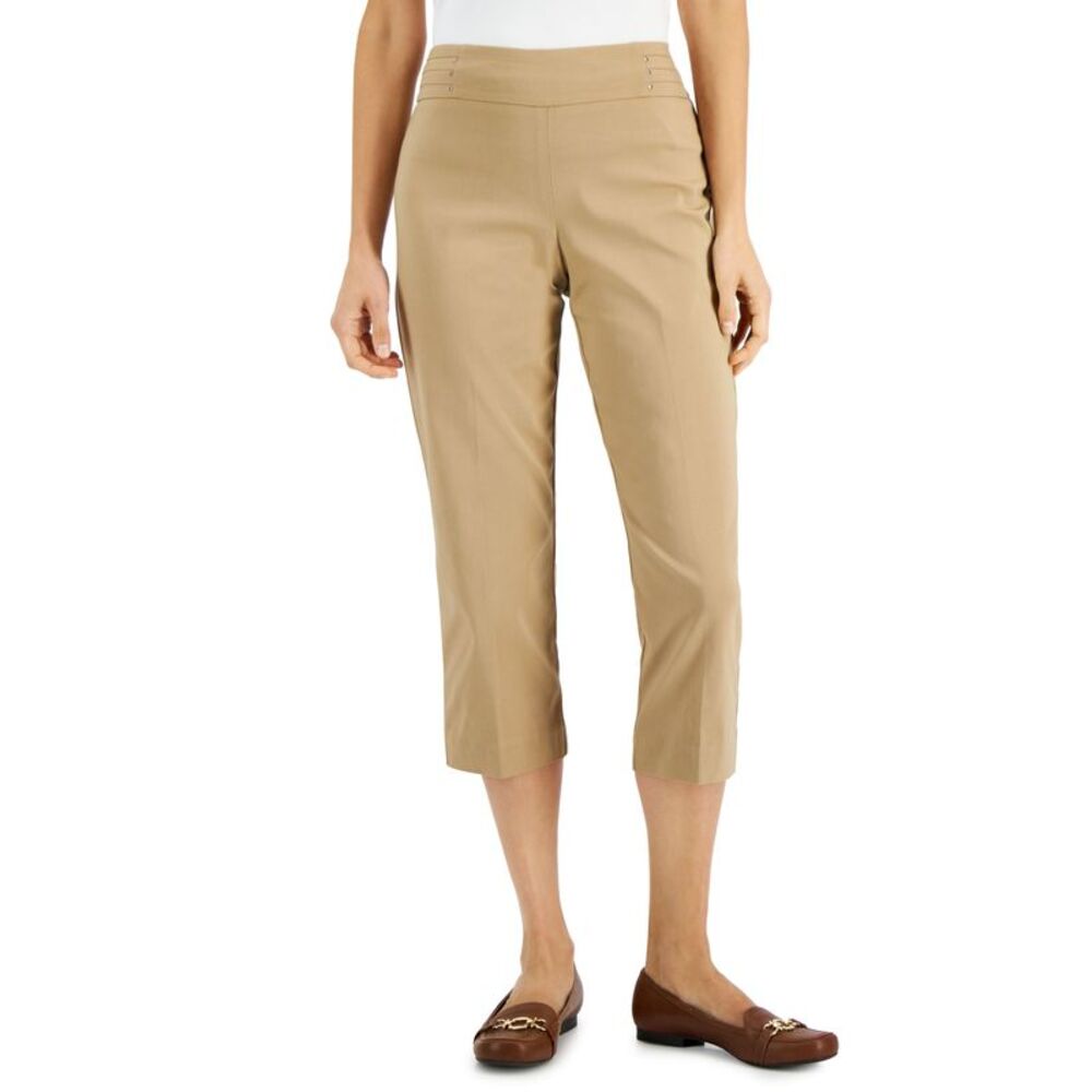 JM Collection Womens Rivet Detail Cropped Capris Pants